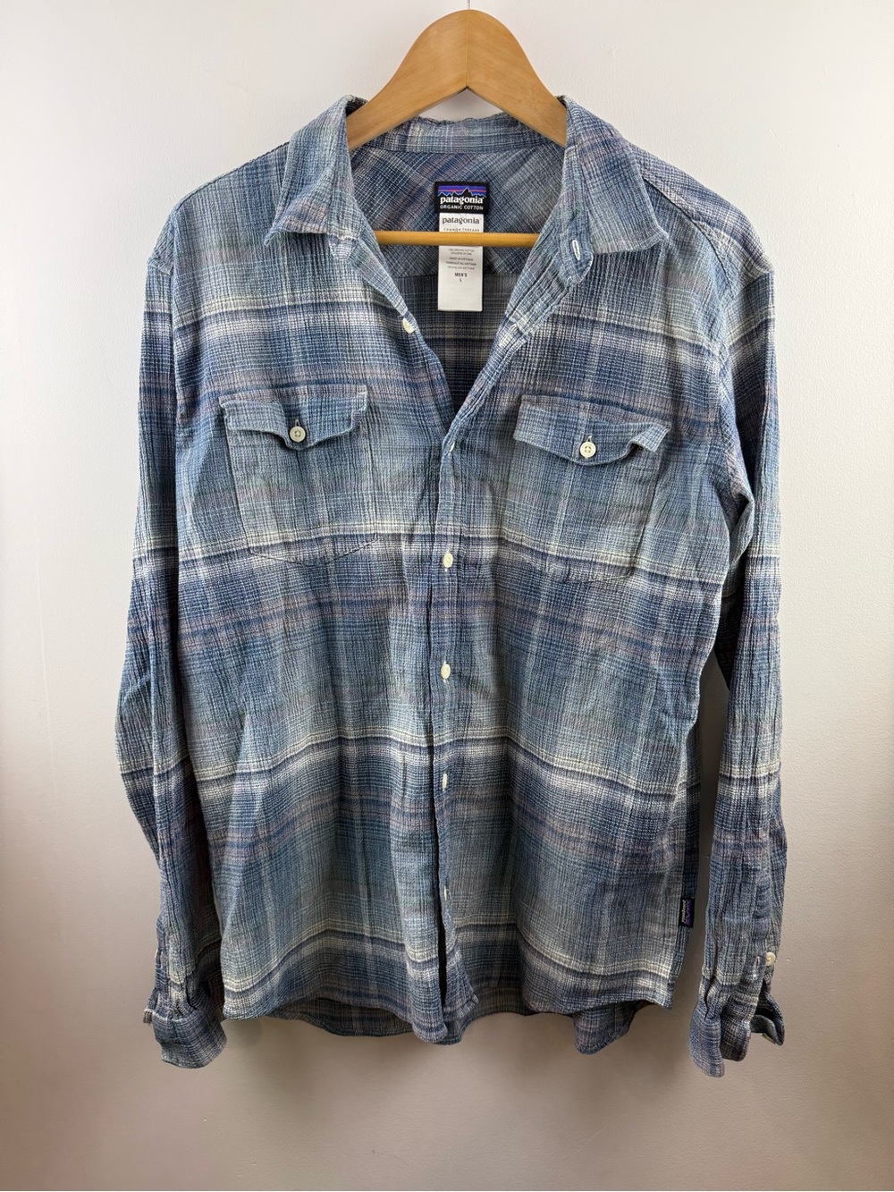 Patagonia Men's A/C Steersman Plaid Crinkle Cotton Long Sleeve Button Shirt L